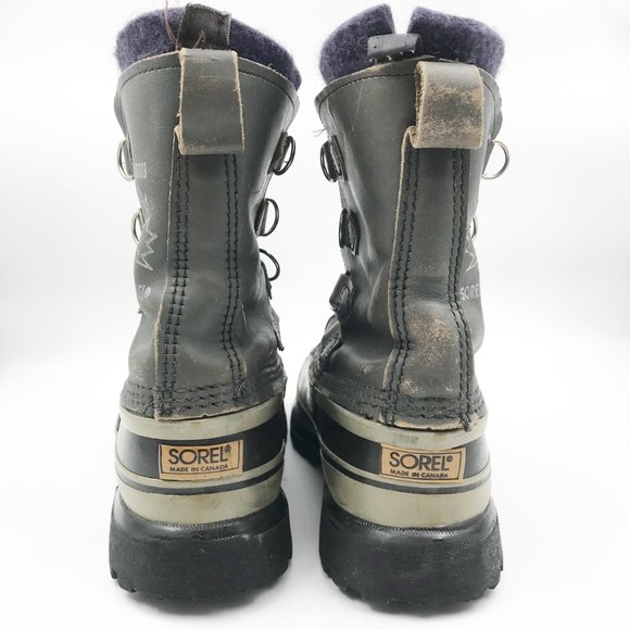 SOREL Caribou Gray Leather Outdoor Waterproof Snow Boots Womens 7 - Picture 5 of 14